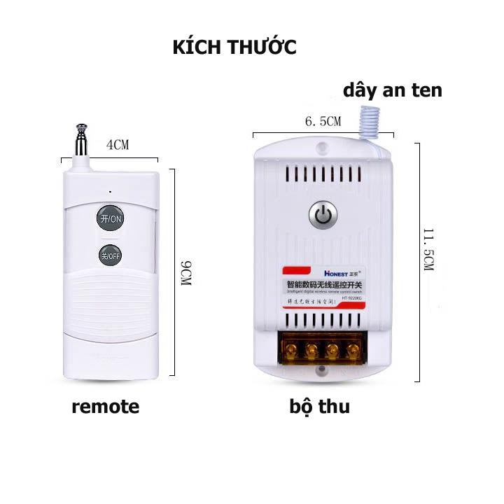 Bộ Công Tắc Điều Khiển Từ Xa 220v Honest HT-9220KG 40A-1Km Công Suất 40A/220V bật tắt máy bơm nước máy rửa xe 4