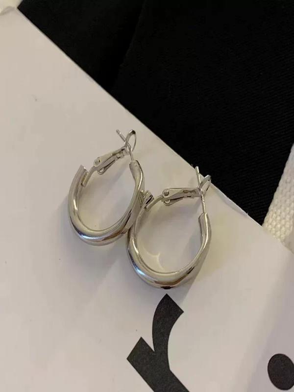 Minimalist Plain Color Hoop Earrings, Fashionable Earrings for Women & Girls, Trendy All-match & Exquisite Jewelry for Birthday Gift 5