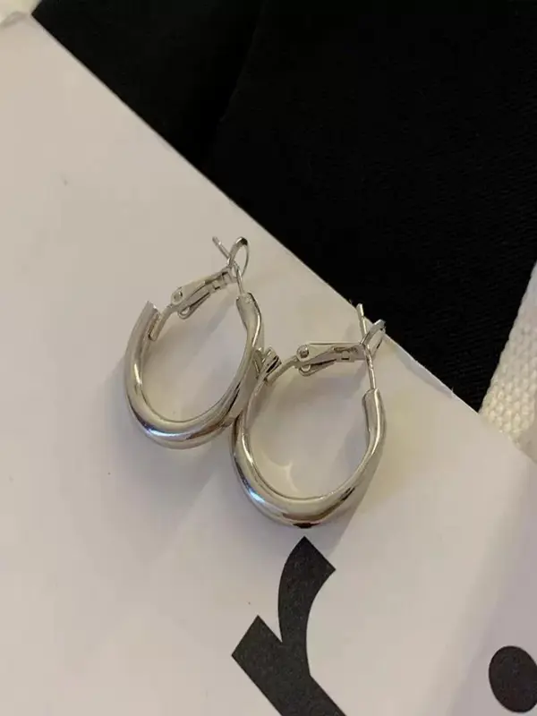 Minimalist Plain Color Hoop Earrings, Fashionable Earrings for Women & Girls, Trendy All-match & Exquisite Jewelry for Birthday Gift 5