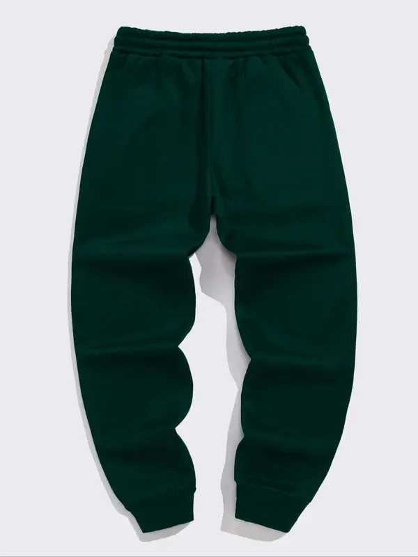 Men's Letter Print Tee & Pants Two-piece Set, Regular Fit Casual Short Sleeve T-shirt & Jogger Pants, Men's Two-piece Outfits for Spring & Fall 1