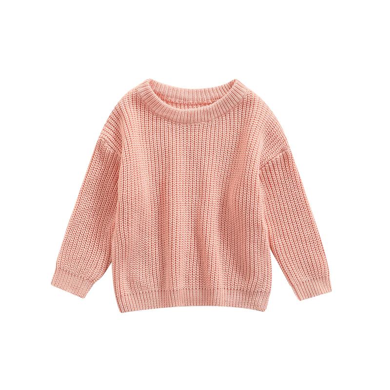 Product Introduction of Baby Solid Color O-neck Sweater, Loose Fit Long Sleeve Knitted Pullover for Autumn, Winter 37