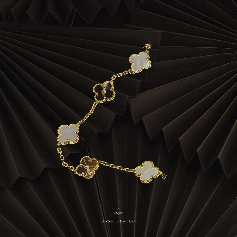 Vòng Tay Hợp Kim Kết Hợp Đá Agate Cao Cấp [Trắng Mặt Trơn] 3
