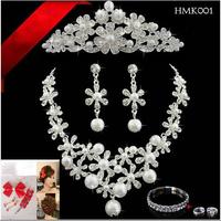 Gambar AKSESORIS WEDDING MODERN SET TIARA KALUNG ANTING HMK001 - Putih Silver dari Lenka Wedding Shop Kota Surabaya 3 Tokopedia