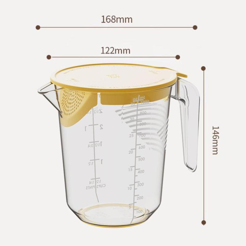 Product Introduction of 1L Measuring Cup Vegetable Fruits Washing Cup Drain Water Easily Egg Beater Bowl for Cooking Living Room Home Kitchen Accessory 0