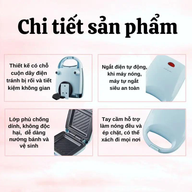 Máy Kẹp Bánh Mì Chống Dính Tốt Nướng Nhanh Chín Đều 2