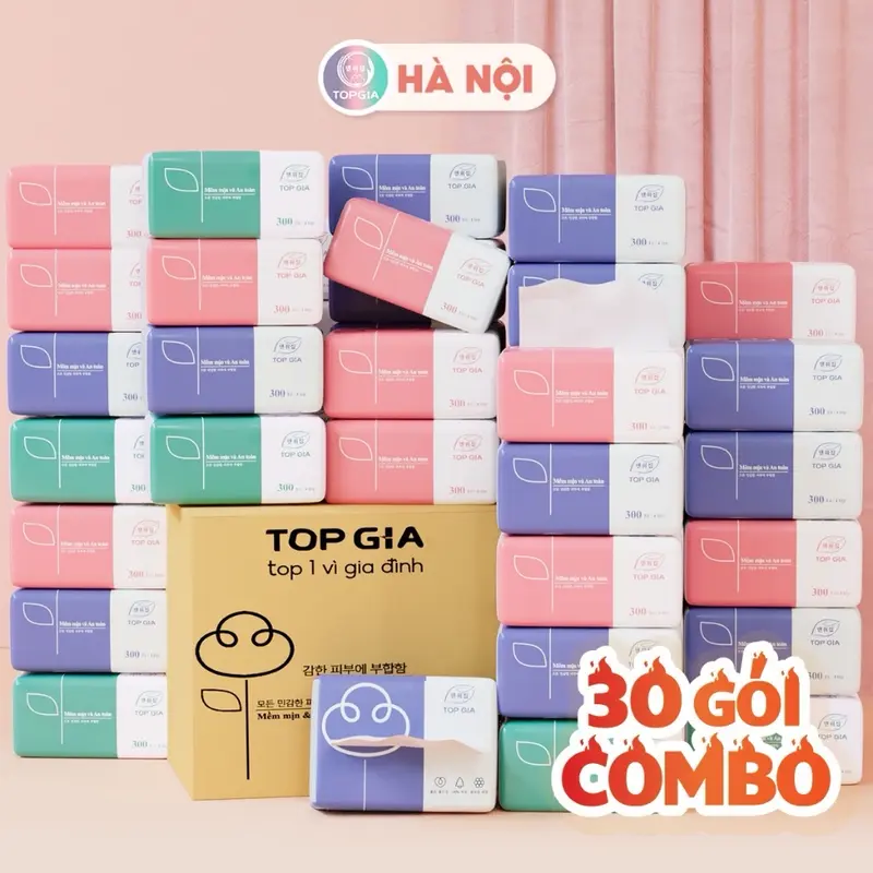 Thùng 30 gói giấy ăn Topgia Giấy Vệ Sinh 0
