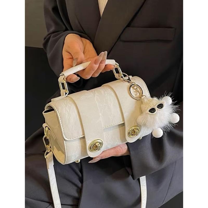 Túi Xách Nữ Đeo Chéo Túi Đeo Vai 2 Dải Da Nhung Phối Quả Bông Thời Trang BBStore Bag 3