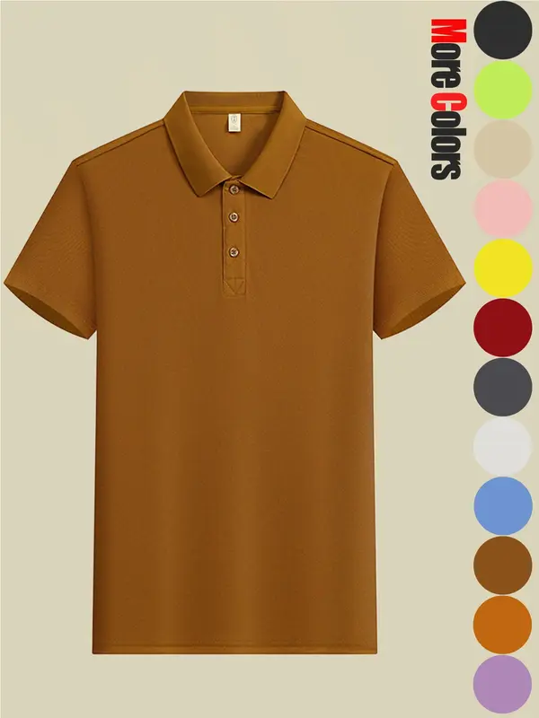Men's Solid Color Short Sleeve Polo Shirt, Casual Breathable Quick Drying Collared T-Shirt for Summer, Fashion Men's Top for Daily Wear, Tropical 1