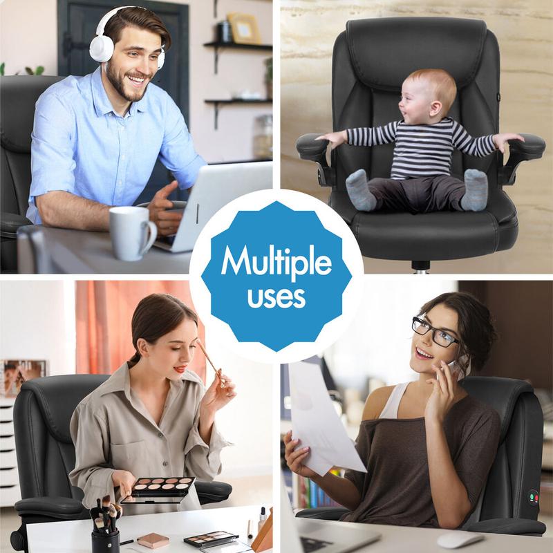 ELFORDSON Massage Office Chair Executive Computer Gaming Seat PU Leather Black 8