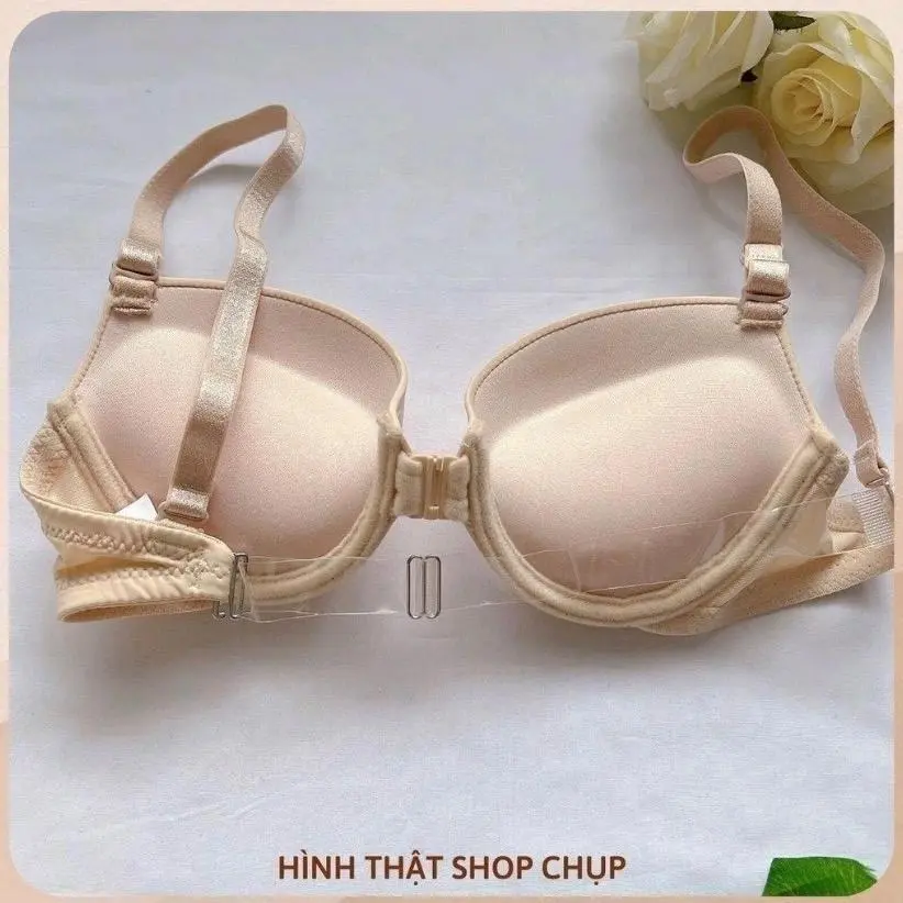 ÁO LÓT NỮ  SU NON CÀI TRƯỚC ĐỆM DÀY 5P - CÓ GỌNG ĐỊNH HÌNH V1 NÂNG FORM ĐẨY DÁNG CĂN TRÒN( kèm dây trong) 3/4 Nữ Bra Women Kem  Che 3/4   cup