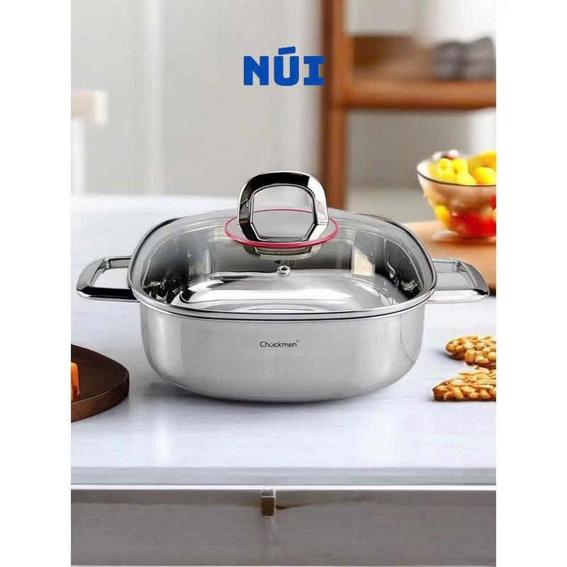 Nồi Vuông Inox Cao Cấp Đáy Liền Chockmen CKM134, CKM157 size 24 - Nồi Inox Bếp Từ