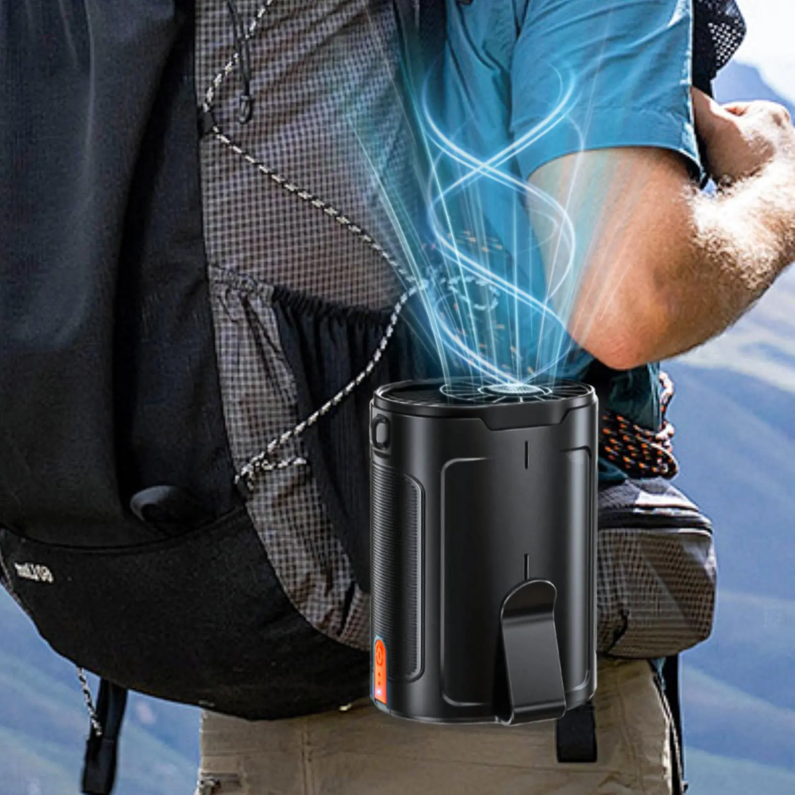 Portable Fan, Rechargeable 4 Speeds 6600RPM Strong Airflow Personal Waist Fan, Wearable Cooling Fan for Outdoor Work, Farm, Hiking, Camping
