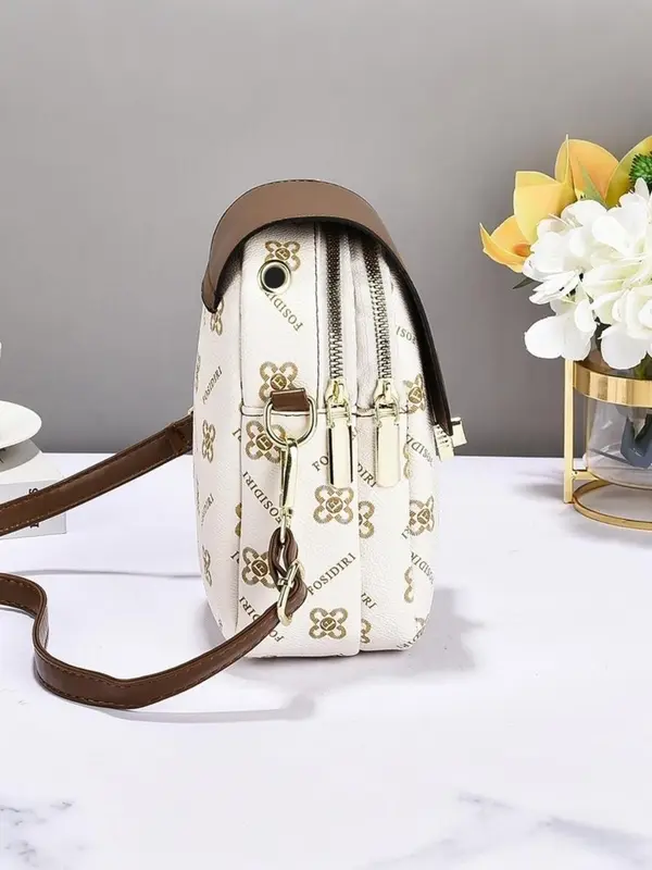 Fashion Letter Pattern Crossbody Bag, Casual Zipper Shoulder Bag for Women, Trendy Versatile High-quality Daily Commuting Bag 2