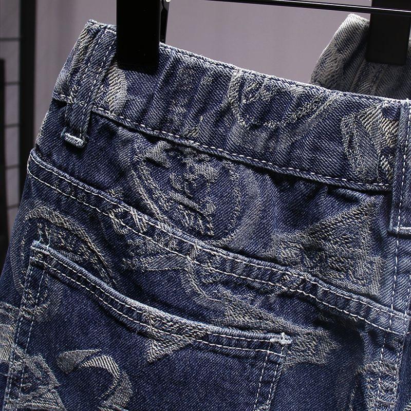 Product Introduction of Quần Soóc Denim, Xu Hướng Phong Cách Mỹ, In Cao Cấp, Dành Cho Nam Giới, Mặc Mùa Hè, Dáng Rộng Vừa Vặn, Quần Dài Đến Đầu Gối Thẳng, Với Đồ Trang Trí, Quần Soóc Cướp Biển Đẹp Trai Menswear 16
