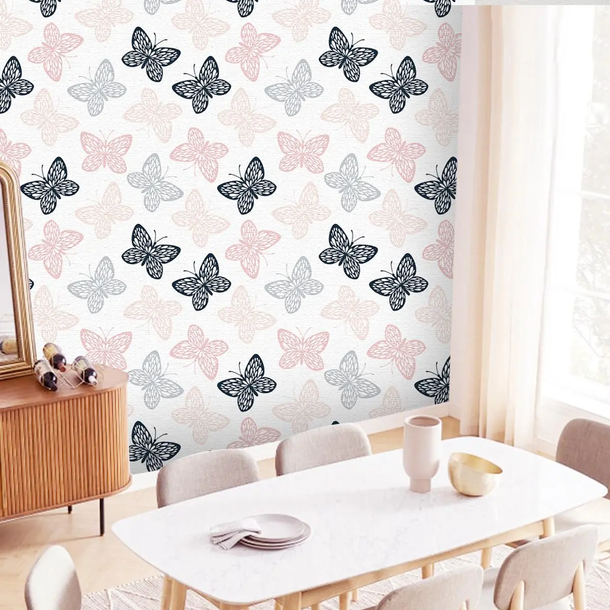Butterfly Pattern Wallpaper, Self Adhesive Wall Sticker, Waterproof Wall Decal, Decorative Wall Paper for Home Living Room Bedroom