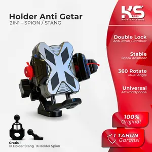 Holder Hp Motor Spion Stang Anti Getar Anti Maling 360 Rotai Dudukan Handphone Motor Shock Absorber Dual Lock