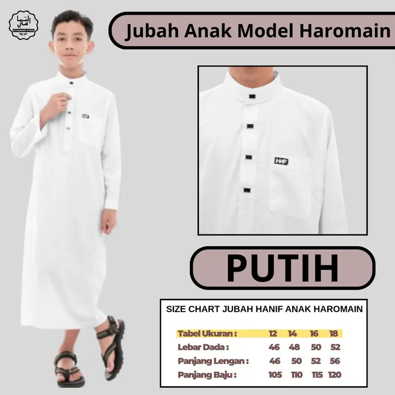 Jubah Anak Remaja Pria Baju Gamis Laki Model Haromain Haramain Merek Hanif 5
