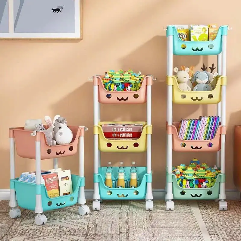 Kệ gấu 3 tầng và 4 tầng đa sắc có bánh xe đa năng tiện dụng, tiện ích dùng để đồ chơi sách vở đồ dùng cho bé