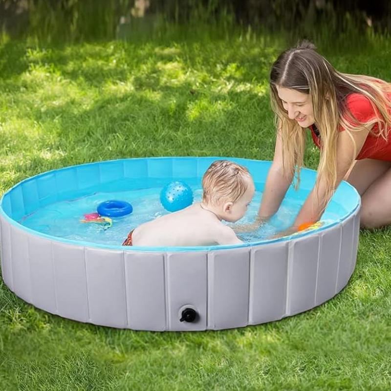 Product Introduction of Inflatable Swimming Pool, Collapsible Hard Plastic Pool, Portable Swimming Pool for Puppies, Medium, Large Dogs and Kids, Play, Fun 7
