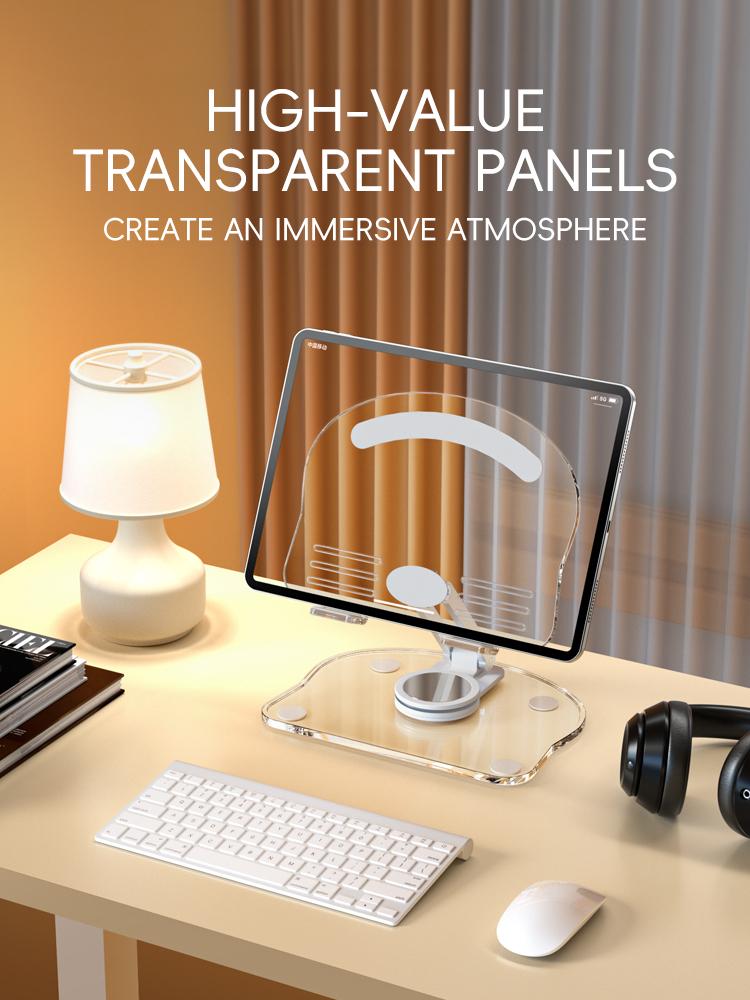 Product Introduction of Tablet Stand Desktop Phone Stand Transparent Foldable Non-Slip Ipad Bracket Acrylic 360° Rotation Stand Holder 5