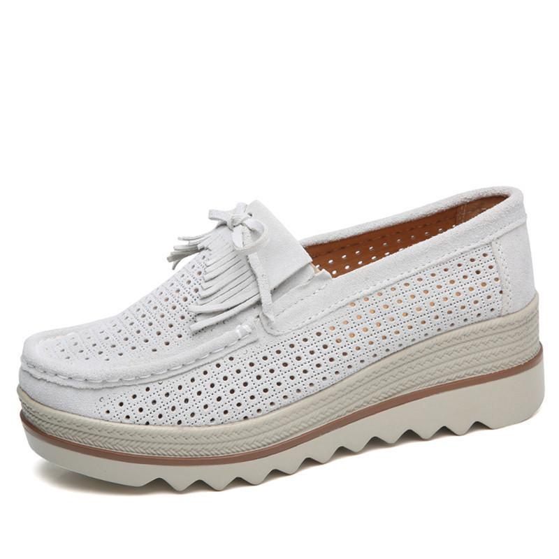 Product Introduction of Women Shoes New Spring Platform Flats Sneakers Women Suede Leather Women Casual Shoes Slip On Flats Heels Creepers Moccasins 11