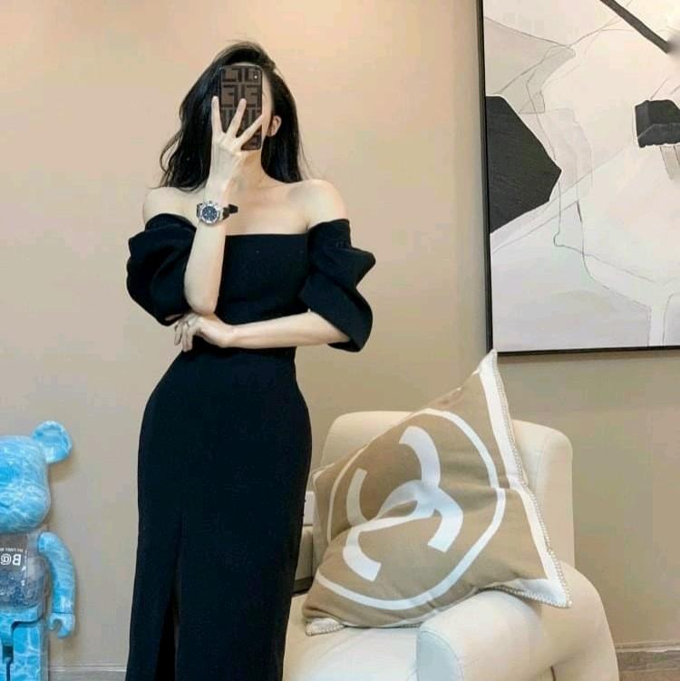 Đầm body xe tà cổ vuông chất cát nhật co giản tốt  Dress Women Nữ 3
