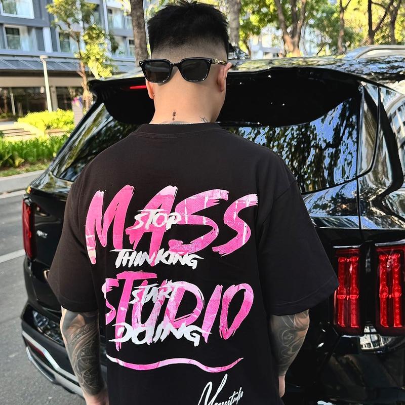 Áo thun oversize Mass brand MASSS STUDIO unisex 100% coton không pha, định lượng 250gsm Cổ Tròn Nam Menswear Cotton