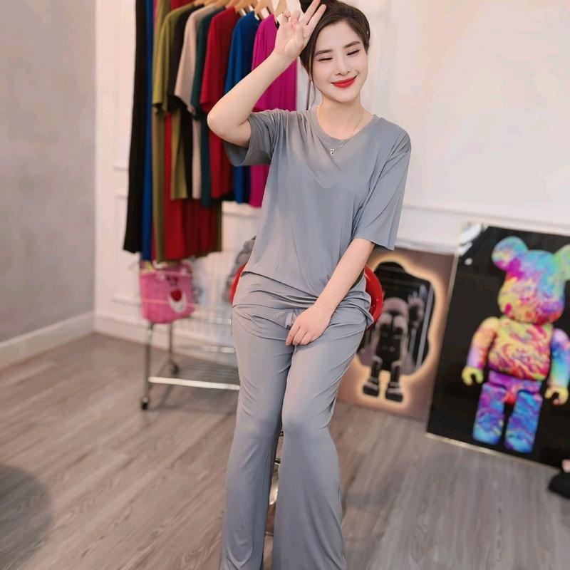 SET BỘ ÁO TAY NGẮN CỔ TRÒN QUẦN DÀI SUÔNG. COTTON LẠNH MỀM MỊN MÁT 6