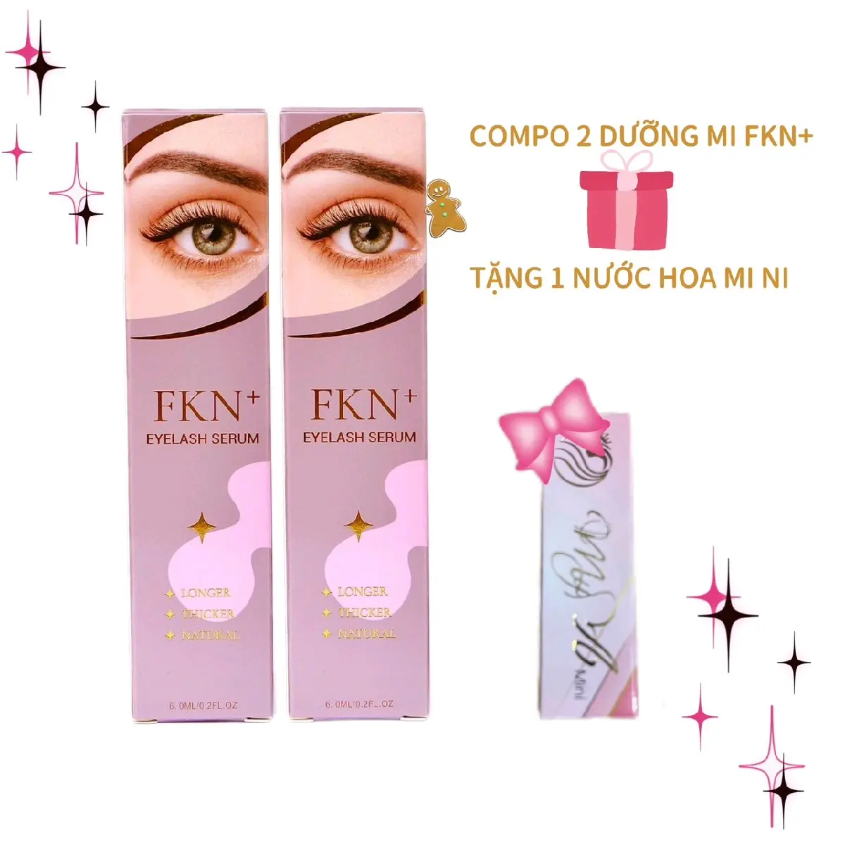Compo 2 cây mi xinh FKN phiên bản giới hạn ko tham mắt cay đỏ mắt tăng mặt nạ collagen của Hàn Quốc