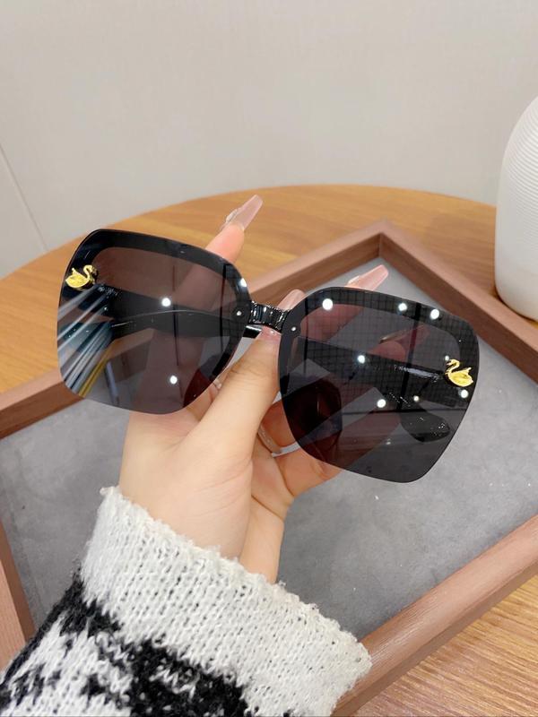 Unisex Vintage Frameless Square Sunglasses, Trendy Sunglasses for Everyday Use, Fashion Accessories for Outdoor Activities 1