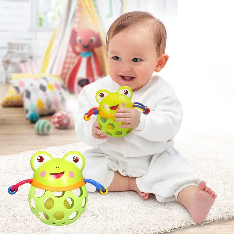 HAPPYTOYS.888 Baby Rattle Teether Soft Rubber Hand Ball / Mainan Rattle Bayi / Mainan Bola Karet Lembut Kartun 1