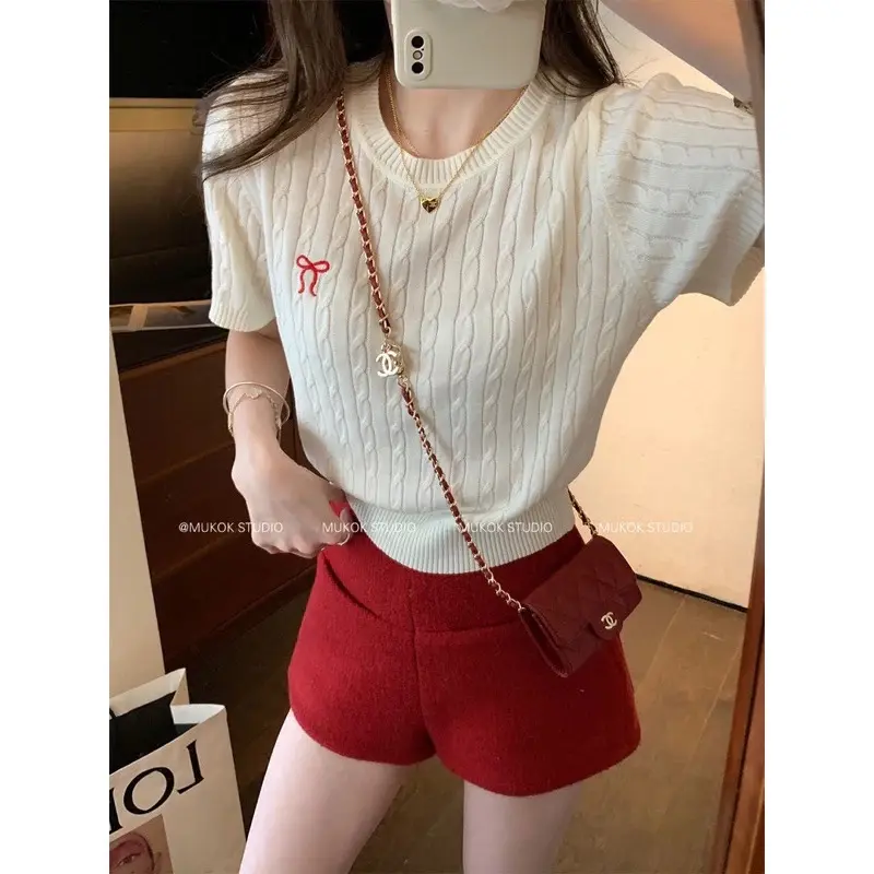 Áo len mongtoghi tay ngắn thêu nơ phong cách hàn quốc M520 3