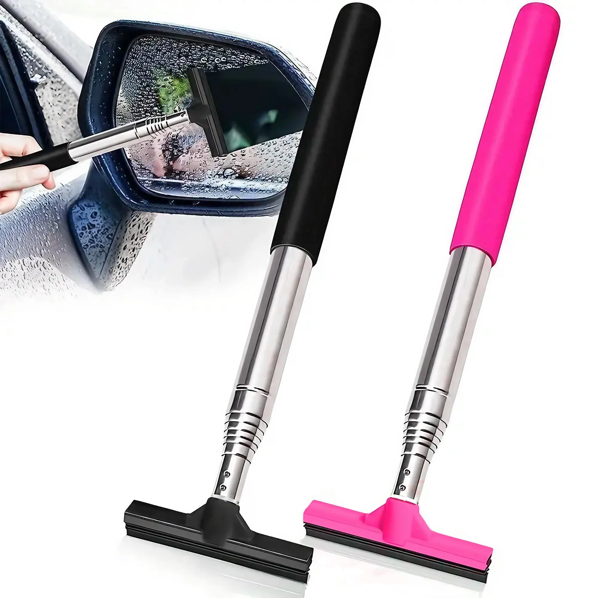 Retractable Car Rearview Mirror Brush, Portable Car Glass Cleaning Brush, Universal Car Cleaning Tool for All Vehicles, Car Wash Accessories