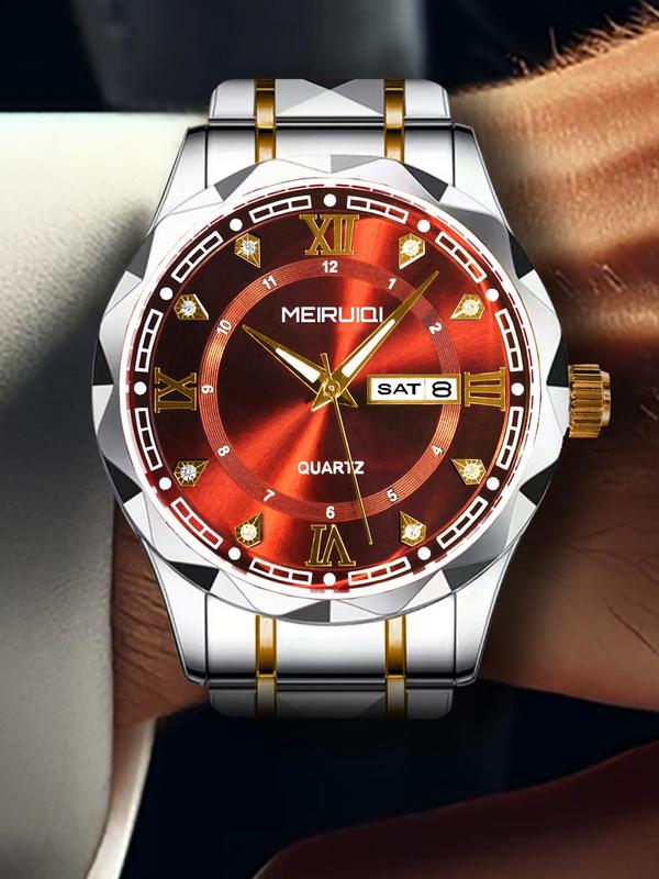 Men's Business Round Dial Analog Quartz Watch, Fashion Watch for Party, Daily Clothing Decor, Trendy All-match & Exquisite Watch for Birthday Gift with Box 4