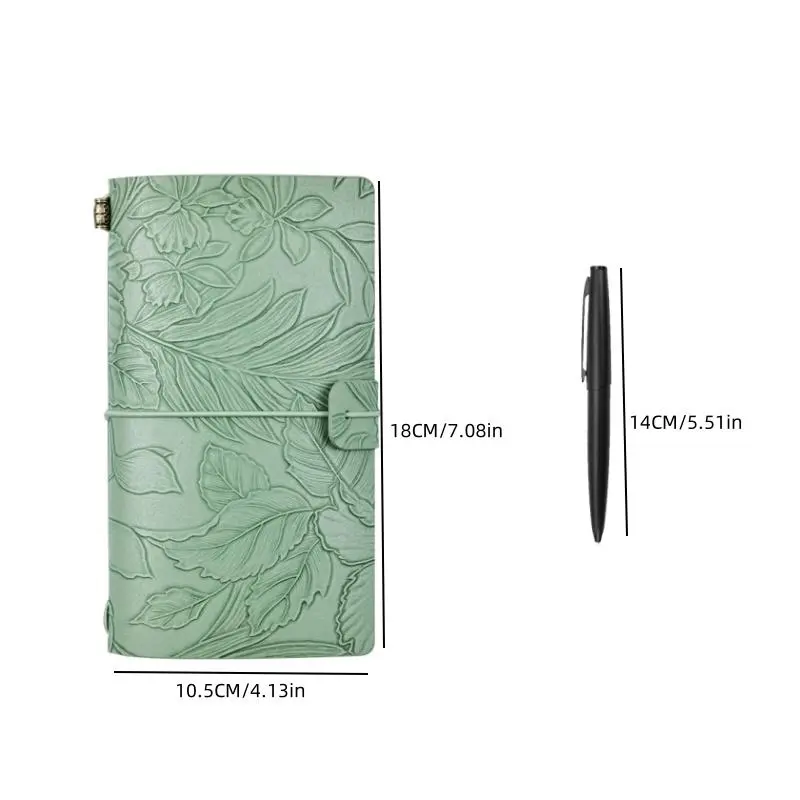 Vintage Faux Leather Cover Notebook with Pen, 1 Count Floral Pattern Notebook, Portable Notebook for Business Trip Office School 1