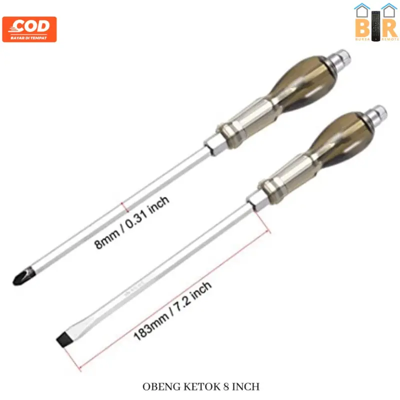 Obeng Ketok Plus Minus 4 - 12 Inch Getok Magnet Impact Screwdriver 3