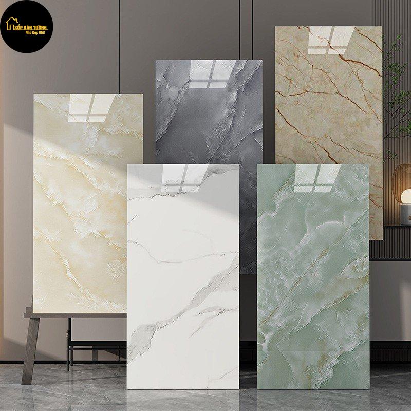 Combo 40 Tấm Ốp Tường PVC Họa Tiết Vân Đá Hoa Cương Sẵn Keo Dán KT 60*30cm ốp nhựa vânmây đá trắng 053 chống cháy Vietnam Hấp thụ âm thanh miếng dán tường  giả