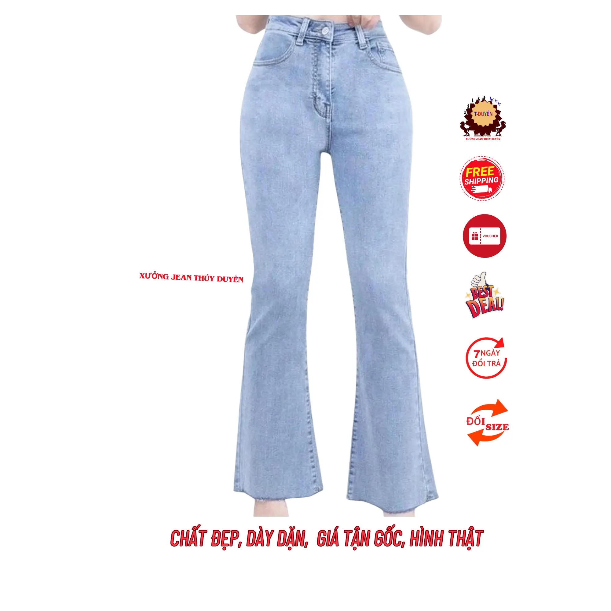 Quần jean nữ lưng cao ống LOE nhiều kiểu đẹp được ưa chuộng có size đại big size đến size 34 khoảng 70kg nhiều mẫu siêu xịn với chất jean giãn tốt fome chuẩn , quần bò ống bas mới L-K1 Women Pants Voi Ong