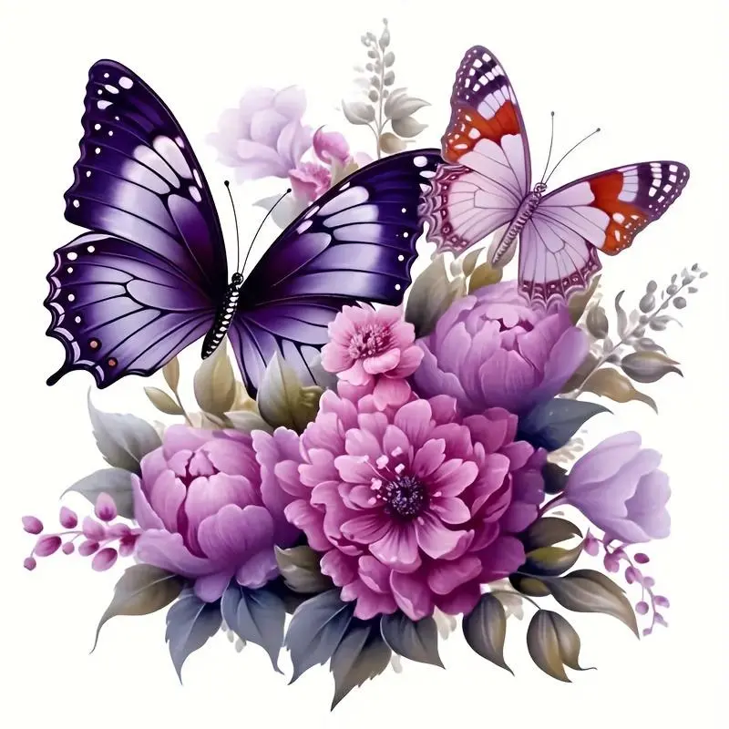 Butterfly & Flower Pattern Heat Transfer Sticker, 1 Count DIY Decorative Heat Transfer Sticker for Clothes, Sewing Accessories & Haberdashery