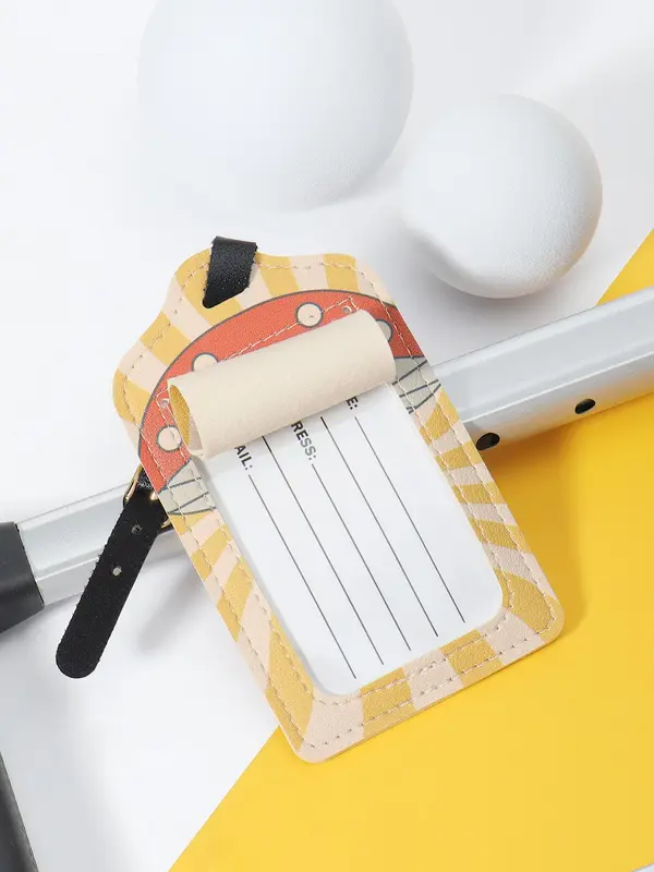 Cartoon Airplane Pattern Luggage Tag, Lightweight Backpack Tag, Suitcase Tag, Travel Bag Tag, Identification Tag, Leather Tag 4