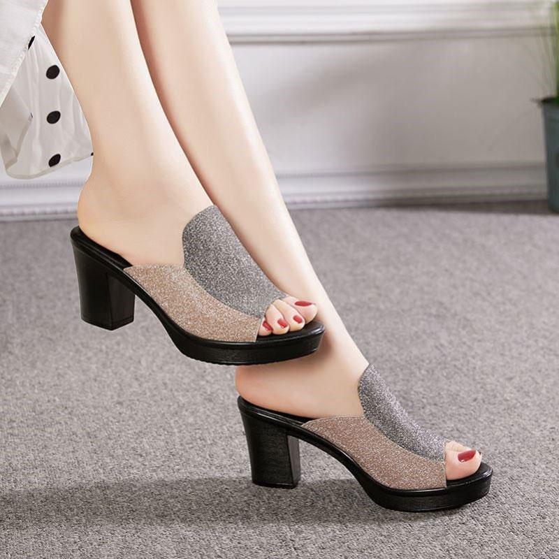 Product Introduction of Giày Xăng Đan Nữ Mùa Hè Mới Dày Gót Cao Gót 2024 Thời Trang Đa Năng Chống Trơn Trượt Giày Giữa Gót Cho Nữ giày Xăng Đan Nữ 28