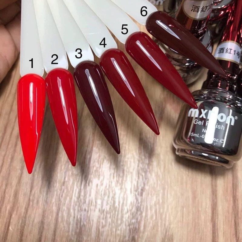 Sơn gel mxbon đỏ cao cấp chuẩn màu có lẻ chai chuyên dụng cho thợ nail