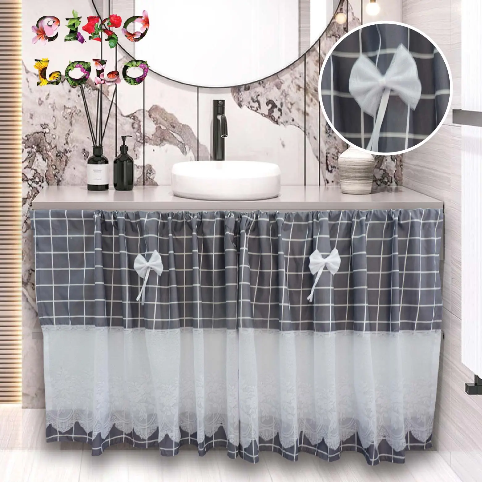 Gorden Kolong Dapur Kotak Karten Tengah Model Shabby