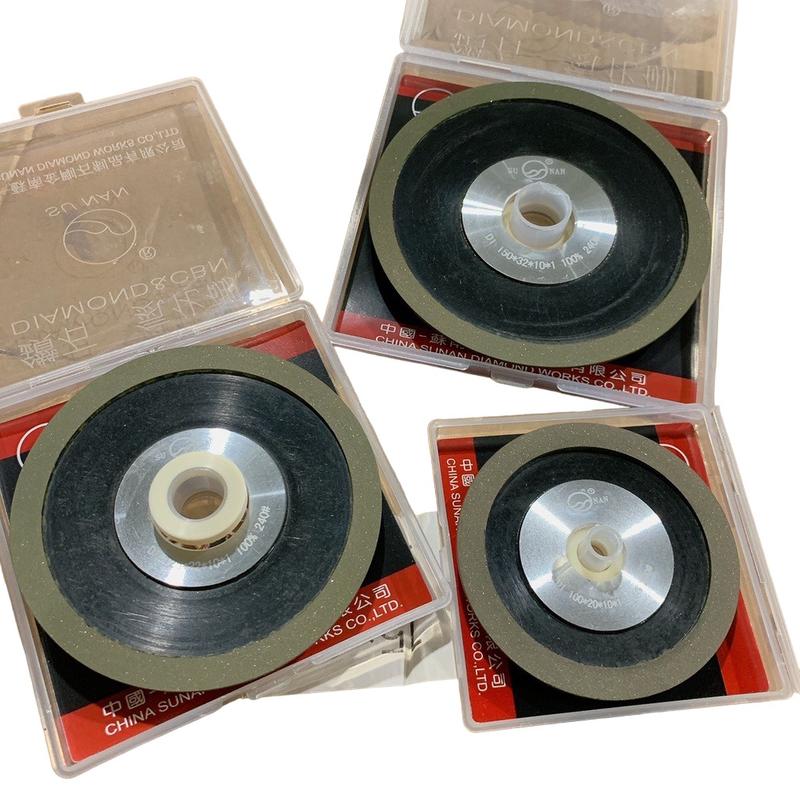 Đá mài hợp kim, đĩa mài Sunan đường kính 100mm, 125mm, 150mm chuyên mài lưỡi cưa hợp kim, các loại thép thông dụng kèm lót trục nhựa