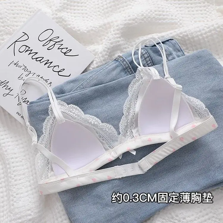 Áo Ngực Cúp Tam Giác Ren Gợi Cảm Cho Nữ, Chất Liệu Satin Mỏng, Không Có Vòng Thép, Ngực Nhỏ Phong Cách Cô Gái Ngọt Ngào Kiểu Pháp, Một Mảnh / Bộ, Hàng Mới Về Năm 2024 3