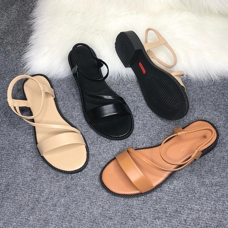 Xăng đan nữ da mềm đế 3 phân quai hậu học sinh quai chun DéP Shoes GiàY Jean