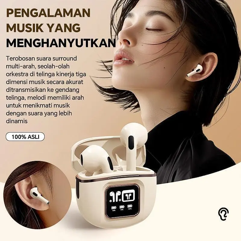 New 2024 Cantiklife.Home Headset Bluetooth Earphone TWS True Wireless Stereo Panggilan Binaural HD HIFI Earbuds J55 5