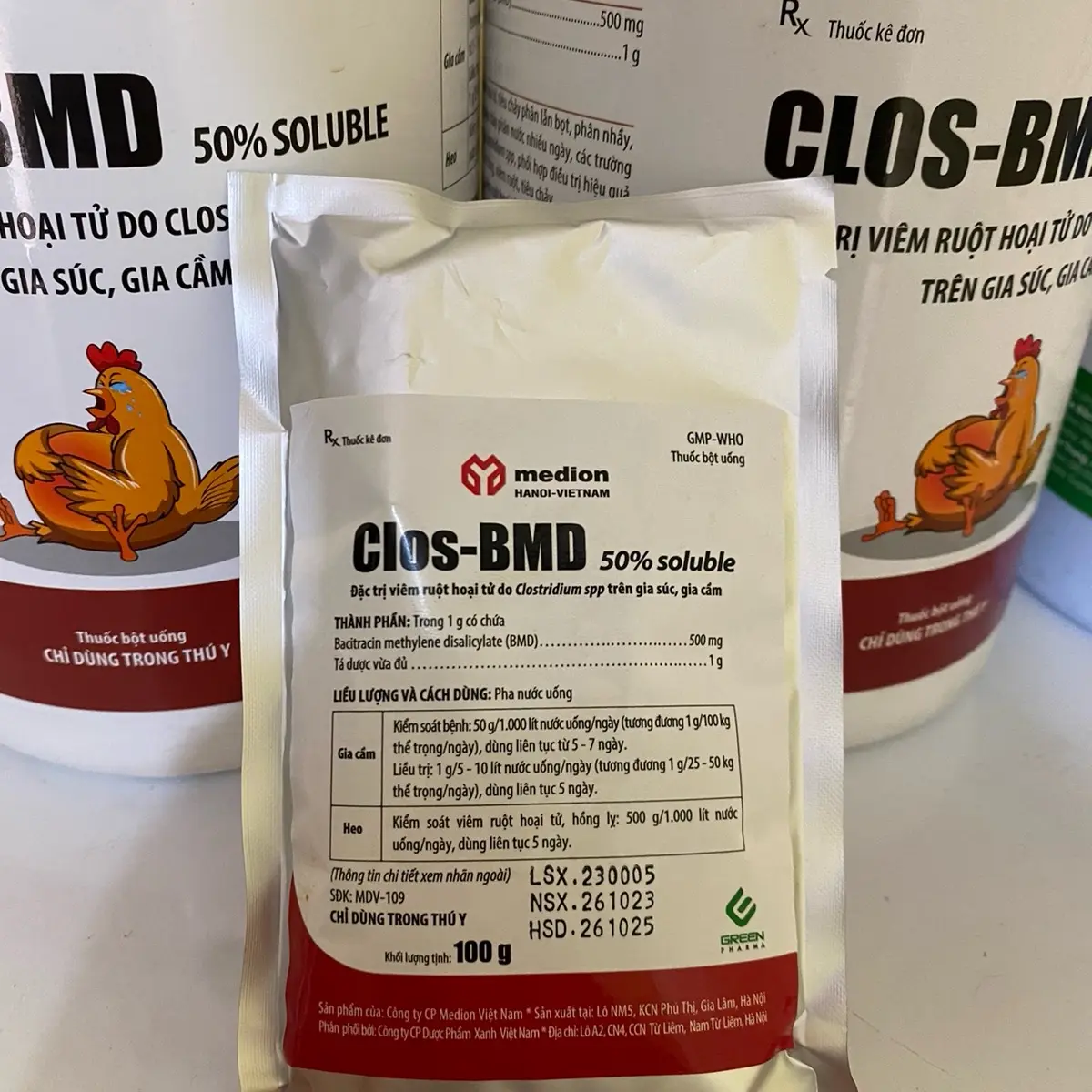 CLOS-BMD 1kg đặc trị viêm ruột hoại tử co Clostridium gây ra trên gia súc, gia cầm