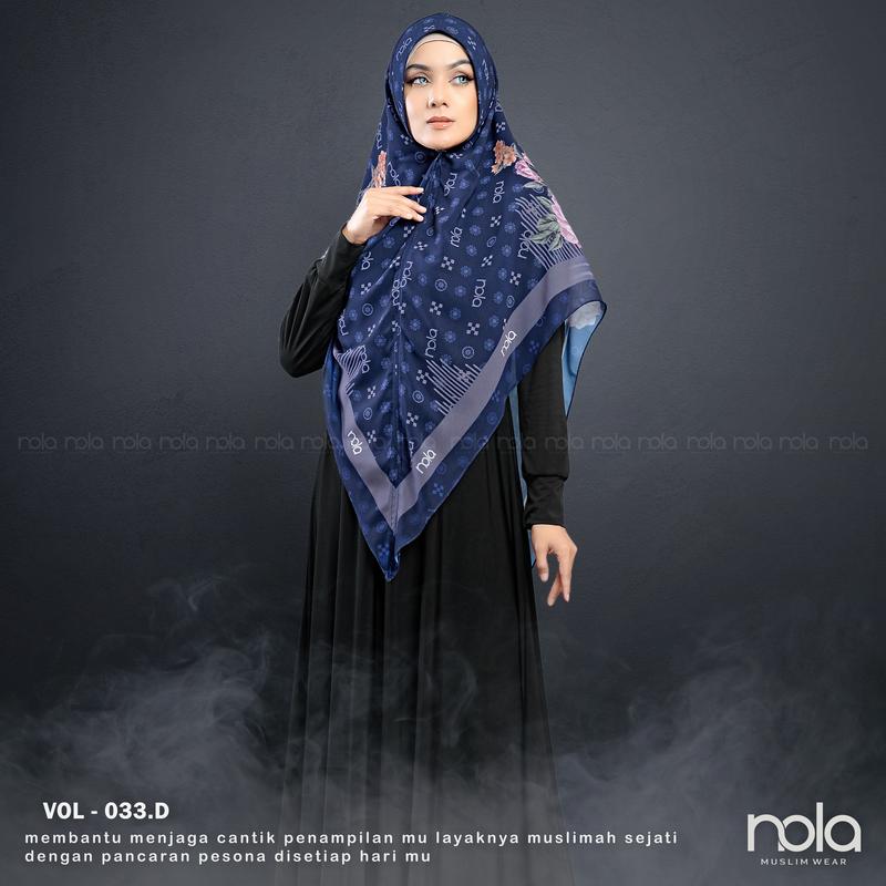NOLA- Khimar printing vol 33 hijab ceruty instant 2 layer Santai Ceruti Layer Panjang Soft Syari Muslim Kerudung Hitam 3