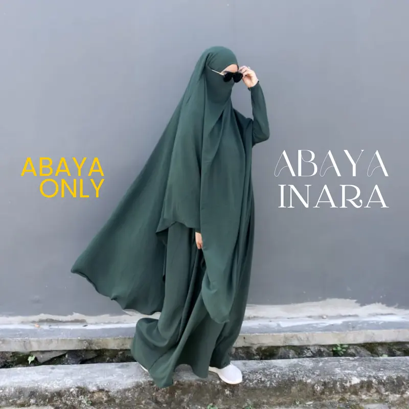 GAMIS Syari Abaya Muslim Wanita Inara Tanpa Khimar Model Turki Arab Dress Maxi Dewasa Crinkle Airflow Premium Jumbo Oversize Hitam Polos 1
